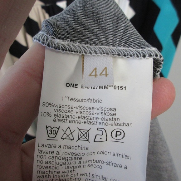 1 ONE Geometric Print Dress 44 Blue A-Line Viscose Mini Italy Casual Y2k 306 - Picture 7 of 10